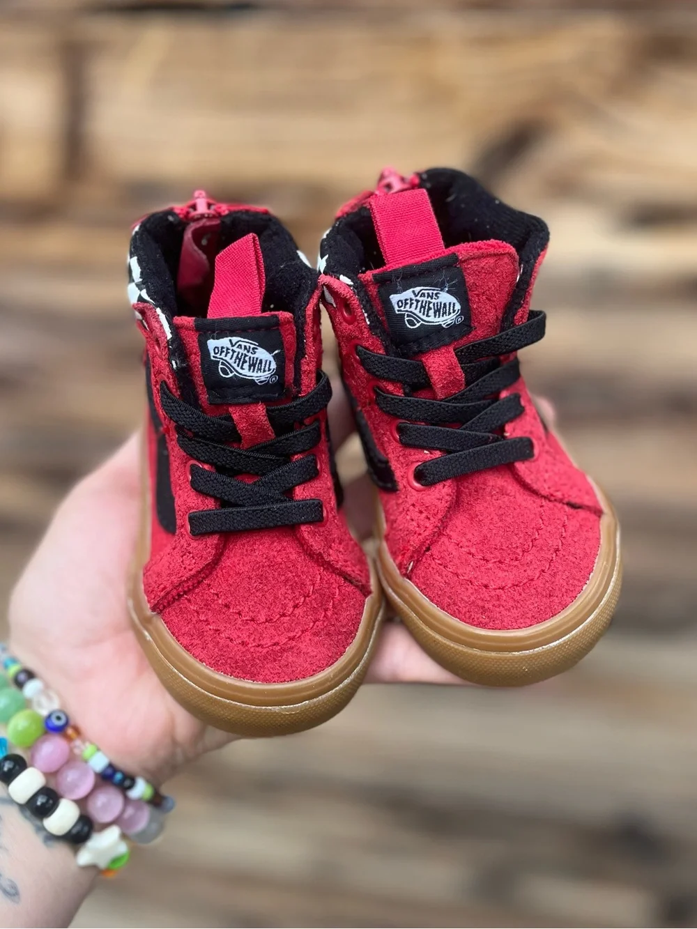 VANS | Toddler Infant Red Checker High-Top Kids Sneakers 4